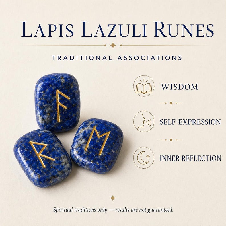 Lapis Lazuli Rune Sets Elder Futhrak Rune Set comes with black velvet pouch to carry and rune card image 8