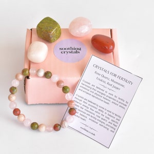 Equilibrio de cristales de FERTILIDAD, regalos para la fertilidad, piedras de regalo de fertilidad de cristales, piedras de refuerzo del embarazo, conjunto de cristales de apoyo a la fertilidad