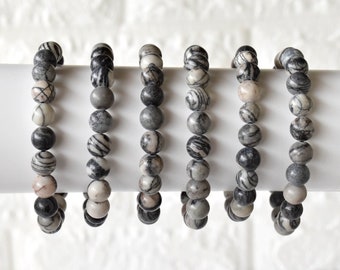 Picasso Jasper Bracelet A Round Beaded Bracelet Healing Bracelet, Handmade Stretch Bracelet 4mm, 6mm, 8mm, 10mm
