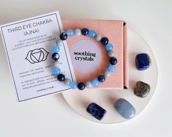 Crystal THIRD EYE Chakra's Stones, Chakra Stone Set, Tumbled Gift Stones, Spirituality Chakra kit, Chakra Balancing Stones,Third Eye Chakra
