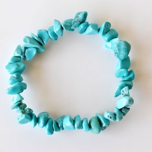 Turquoise Chip Bracelets, Loose Crystal Gemstone Chip Bracelets ~ Healing Chakra Chip Bracelet