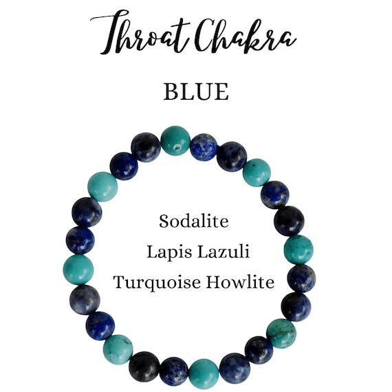 THROAT Chakra Crystal Bracelet, 8mm Natural Chakra  Gemstone Healing Bracelet, Find Your Voice, and Expression