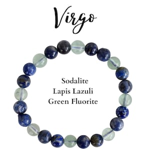 Bransoletka z kamieni zodiaku Panna, zestaw kryształów Panna, uzdrawiająca energia kryształu - prezent astrologiczny na urodziny i rocznice, prezent zodiakalny