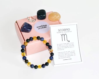 Conjunto de cristales del zodíaco ESCORPIO, piedra de nacimiento de astrología, regalo de astrología, conjunto de astrología de piedras caídas, piedras de cristal de Escorpio del zodíaco, regalo del zodíaco