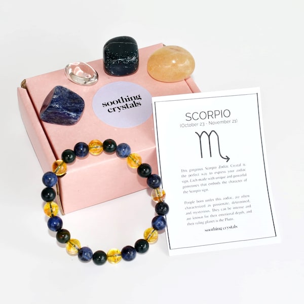 SCORPIO Zodiac Crystals Set, Astrology Birthstone, Astrology Gift, Tumbled Stones Astrology Set, Zodiac Scorpio Crystal Stones, Zodiac Gift