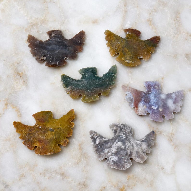 2'' Fancy Jasper Eagle Arrowheads Fabricación de joyas y envoltura de alambre, hermosa pieza de exhibición imagen 5