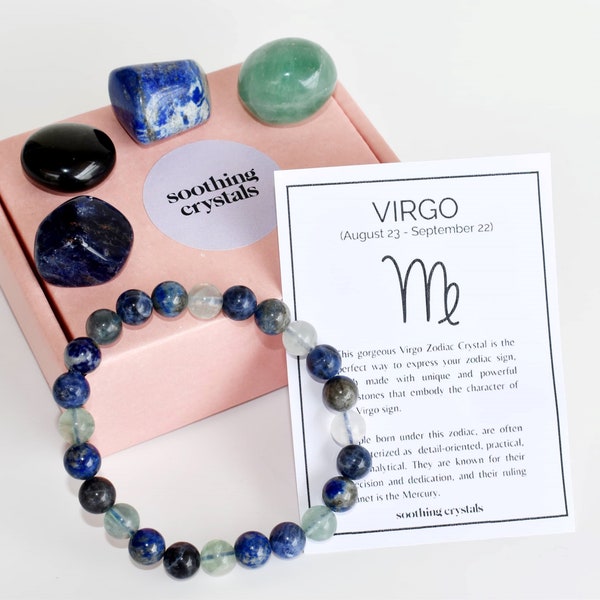 VIRGO Zodiac Crystals Set, Astrology Birthday Gift, Astrology Gift, Tumbled Stones Astrology Set, Zodiac Virgo Crystal Stones, Zodiac Gift