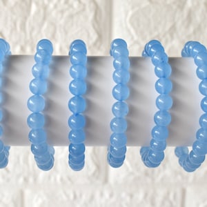Chalcedony Bracelet, D Round Bead Bracelet, Gemstone Bracelet, 6mm, 8mm, 10mm Bead Bracelet, Chalcedony Stone Bracelet, Protection Bracelet