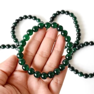 Green Jade Bracelet A Round Bead Bracelet, Gemstone Bracelet 4mm, 6mm, 8mm, 10mm image 4