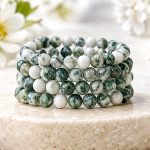 Baum Achat Runde Perlenarmband, Edelstein-Armband 4 mm, 6 mm, 8 mm, 10 mm Handgemachte Perlen Halskette Armband, Baum Achat Armband Edelsteine