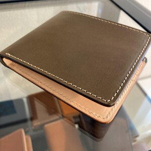 Verde oliva / Cuero de plena flor / Cartera plegable para hombre / Cuero curtido vegetal / Regalo para hombre / Cartera para 6 tarjetas / Cartera hecha a mano