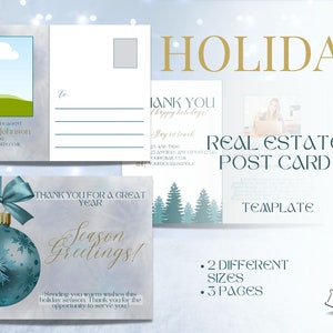 Briefkaart voor onroerend goed van de vakantie | Kerstbriefkaart | Wenskaart Makelaar | Briefkaart voor de vakantie van onroerend goed | Wintervastgoedmarketing