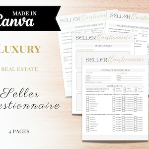 Seller Consultation Questionnaire | Real Estate Farming | Real Estate Seller Questionnarie | Realtor Questionnaire | Seller Intake Form |