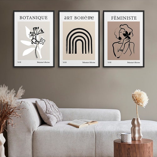 Boho Abstract Set of 3 Wall Art, Bohome Wall art, feministe Wall art, Henri Matisse Print, Boho Wall shops Art, Ochre, Matisse