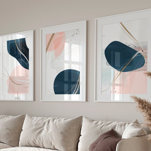 Set of 3 Geometrical Circle Abstract Wall Art Print Bedroom Etsy
