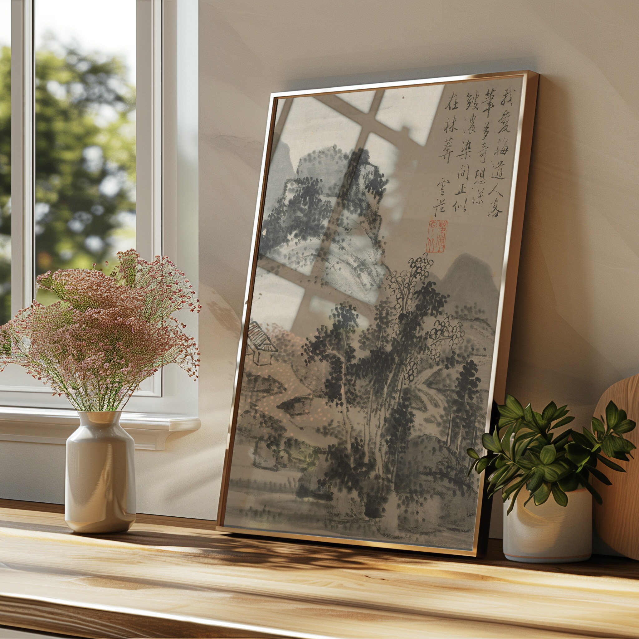Vintage Chinese Magazine Print, Japanese Art Poster, Oriental Vintage Exhibition Art, Famous Artist Print, Asian Gallery Wall Home Decor