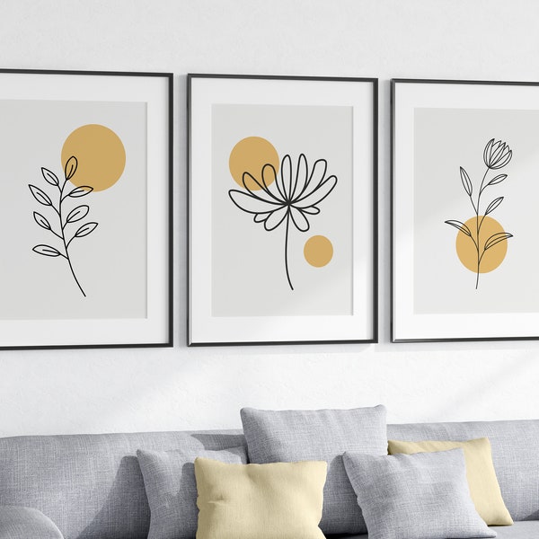 Yellow Gray Wall Art Etsy
