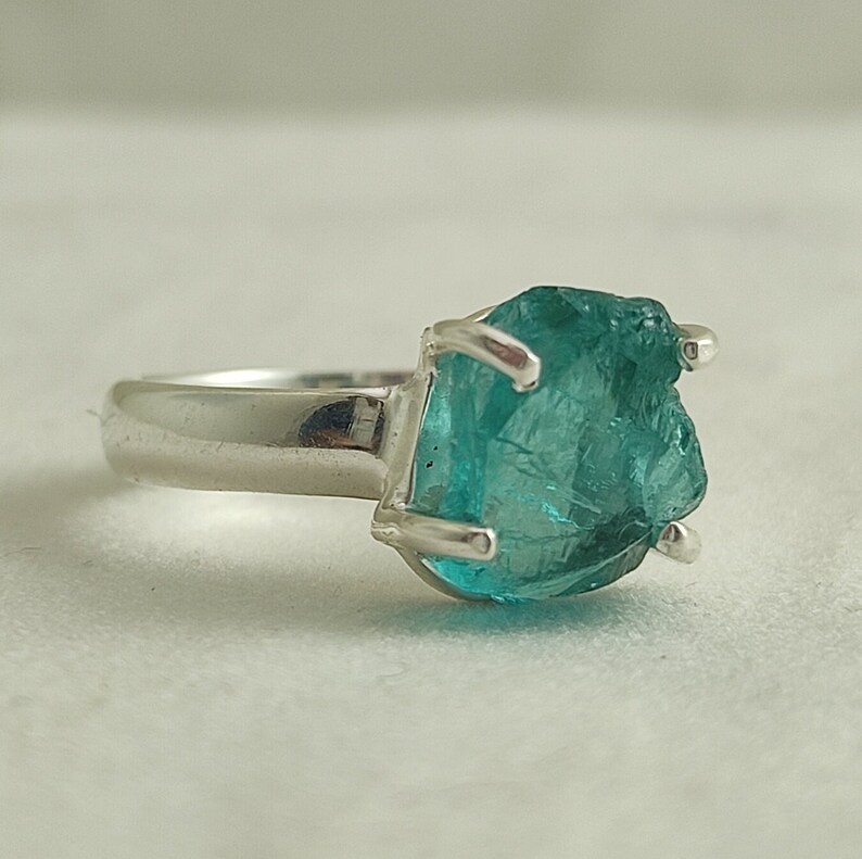 Details about 925 Sterling Silver Natural apatite Rough Aquamarine Prong Setting Handmade Ring Details about 925 Sterling Silver Natural apatite Rough Aquamarine Prong Setting Handmade Ring