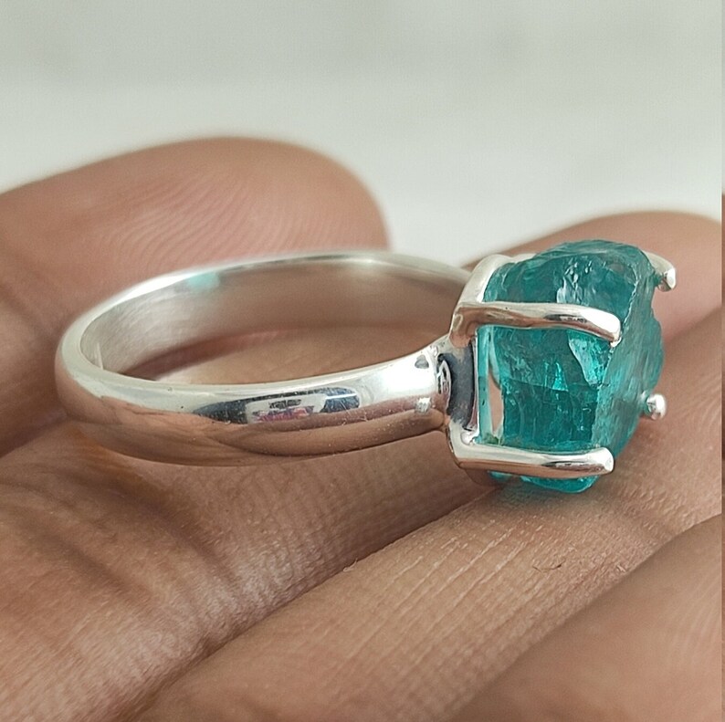 Details about 925 Sterling Silver Natural apatite Rough Aquamarine Prong Setting Handmade Ring Details about 925 Sterling Silver Natural apatite Rough Aquamarine Prong Setting Handmade Ring