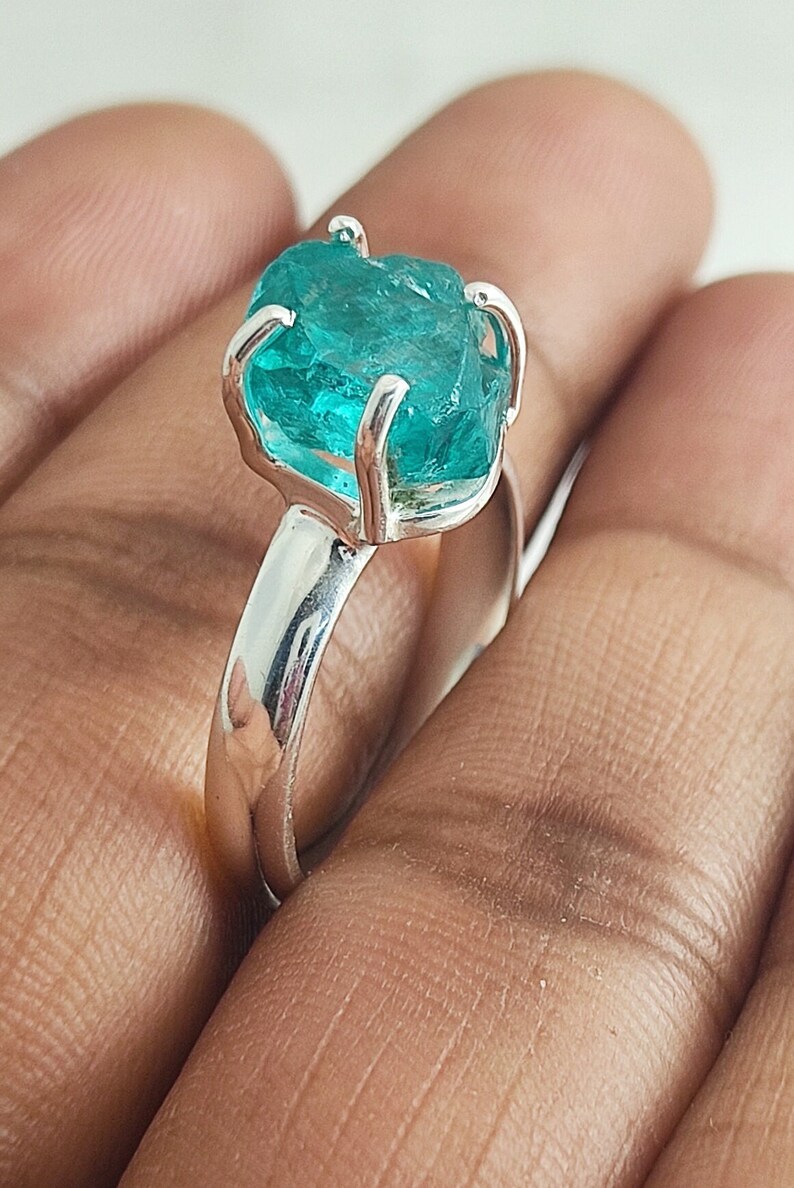 Details about 925 Sterling Silver Natural apatite Rough Aquamarine Prong Setting Handmade Ring Details about 925 Sterling Silver Natural apatite Rough Aquamarine Prong Setting Handmade Ring