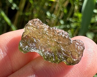 Genuine 1.37 gram Moldavite rough stone from Chlum Czech Republic