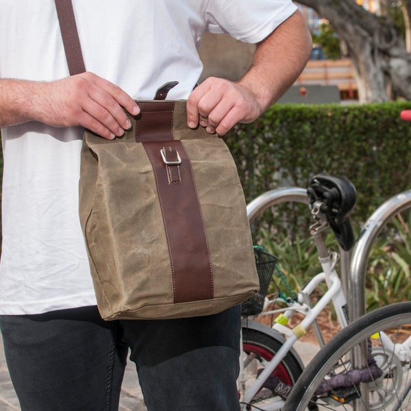 Lunch Bag Elegant style,Insulated Lunch Bag with Shoulder Strap, protects from water and prevents stains,brown and green