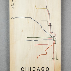 Art de la carte « L » de Chicago - Chicago « El » - Train surélevé - Décoration murale - Design d'intérieur - Art du train - Métro