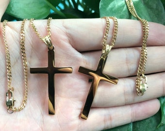 Mens Cross Necklace, Mens Gold Chain, Cuban Chain, Cross Necklace , Chain Necklace, Gold chain necklace, Cuban Link chain, Gifts for Men