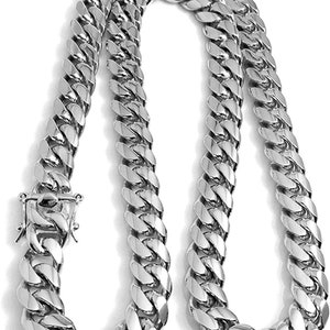 Chaîne à maillons cubaine estampée 14 carats, chaîne hip hop, collier chaîne pour homme, chaîne 14 mm, collier chaîne à maillons, collier gourmette, chaîne gourmette pour homme