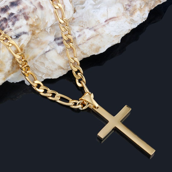 24k gold cross necklace mens deals