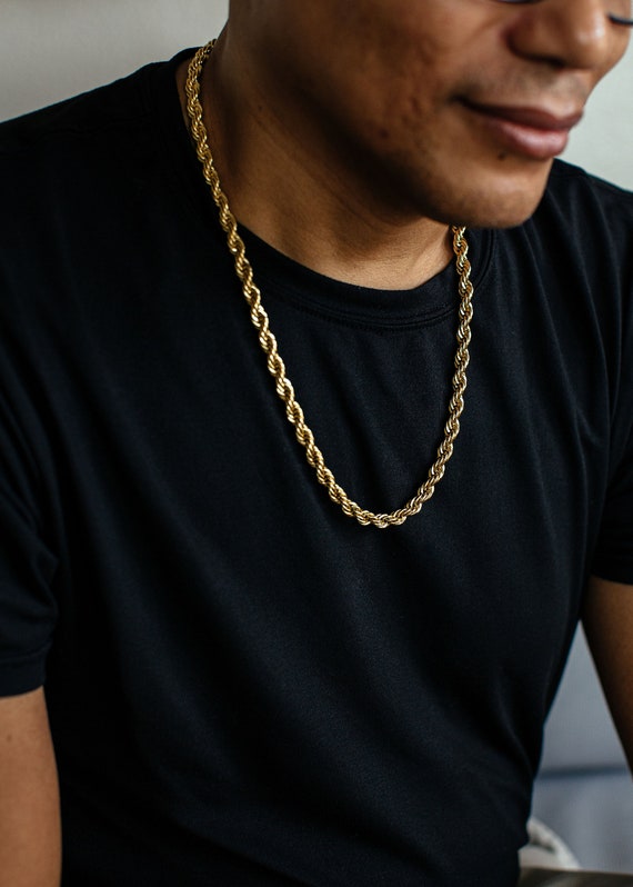 7mm 24K Rope Chain, Hip Hop Chain, Cuban Link Chain, Hip Hop