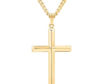 24K Gold cross for Men Women Boys Fathers Husband perfect gift with 3mm cuban link chain Cross Necklace Men, Gifts for men