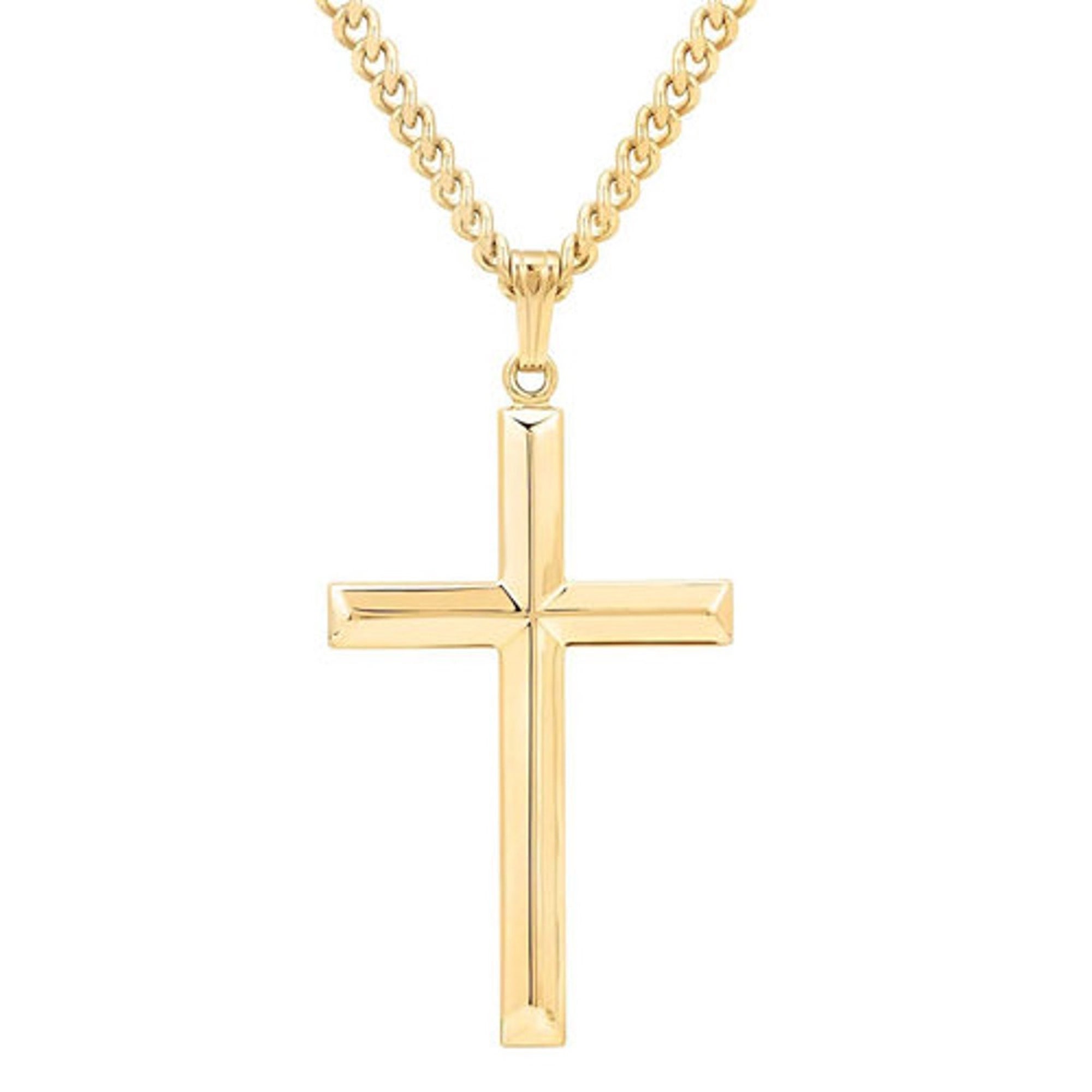 Gold Cross Curb Chain Everyday Necklace 