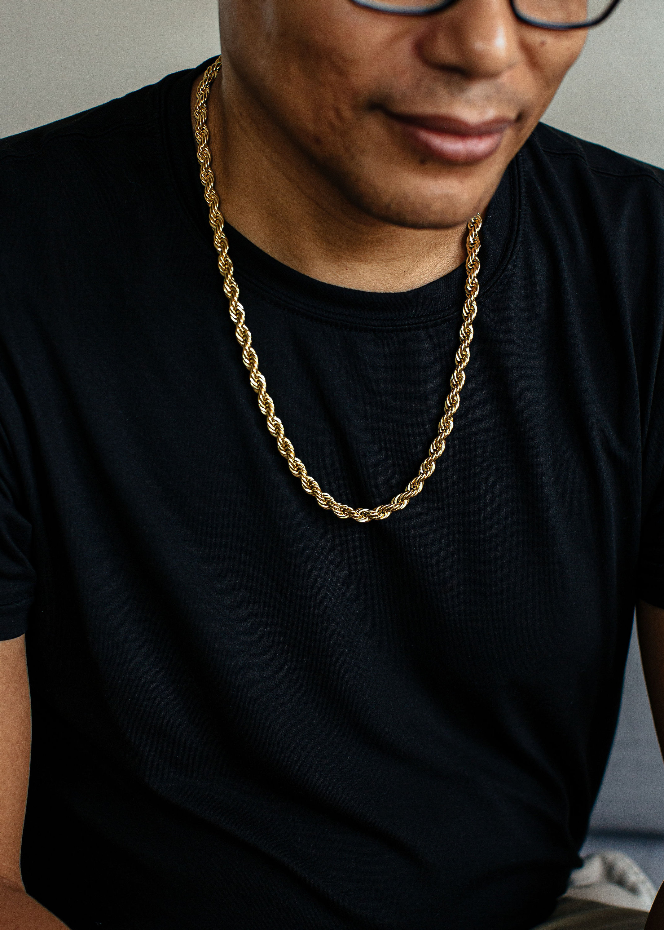 7MM 24K Rope Chain Necklace for Men and Women Hip Hop Miami Cuban