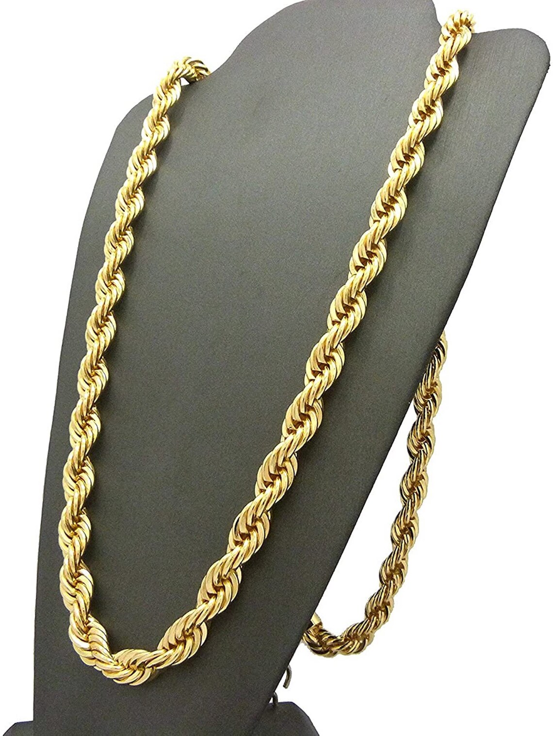 7mm 24K Rope Chain, Hip Hop Chain, Cuban Link Chain, Hip Hop Necklace