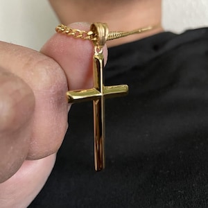 24k Gold Necklace Cuban Chain Waterproof Mens Cross Jewelry  Gifts for men