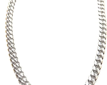 14k White Gold Cuban Link Chain, Hip Hop Chain, Mens Chain Necklace, 10mm Chain, Link Chain Necklace, Curb Chain Necklace, Mens Curb Chain