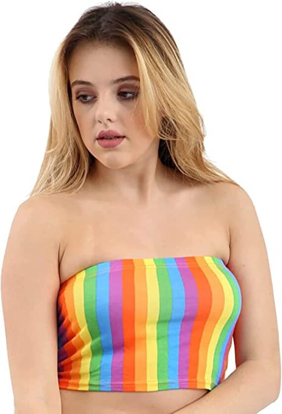 Womens Festival Gay Pride Crop Top LGPT, Womens Rainbow Stripes Strapless  Boobtube, Stretchy Bandeau Bra Tops, Comfortable Wear, Breathable -   Singapore