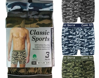 Briefs Mens Classic Sports Snug Fit Camouflage Design Boxer Shorts Underwear 