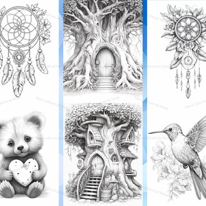 Random Grayscale Fun Set2, Coloring Pages for Adults | 35 Printable ...