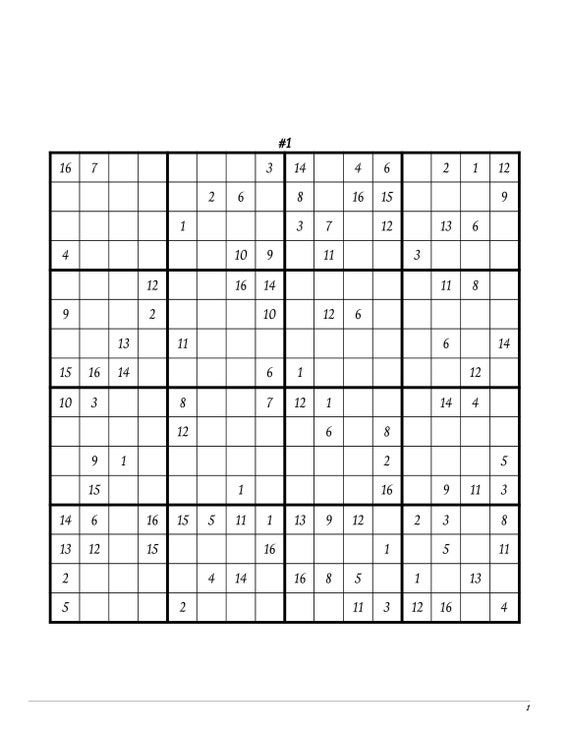 150 sudoku easy normal medium 16x16 printable pages etsy
