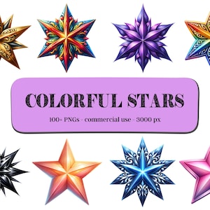100+ Bunte Sterne Clipart / Instant Download / Kommerzielle Nutzung