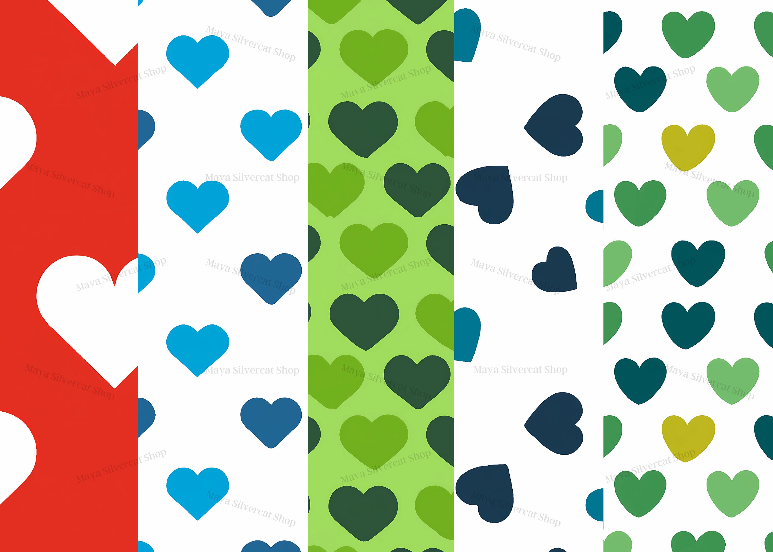 20 Colorful Heart Patterns | Commercial Use - Etsy
