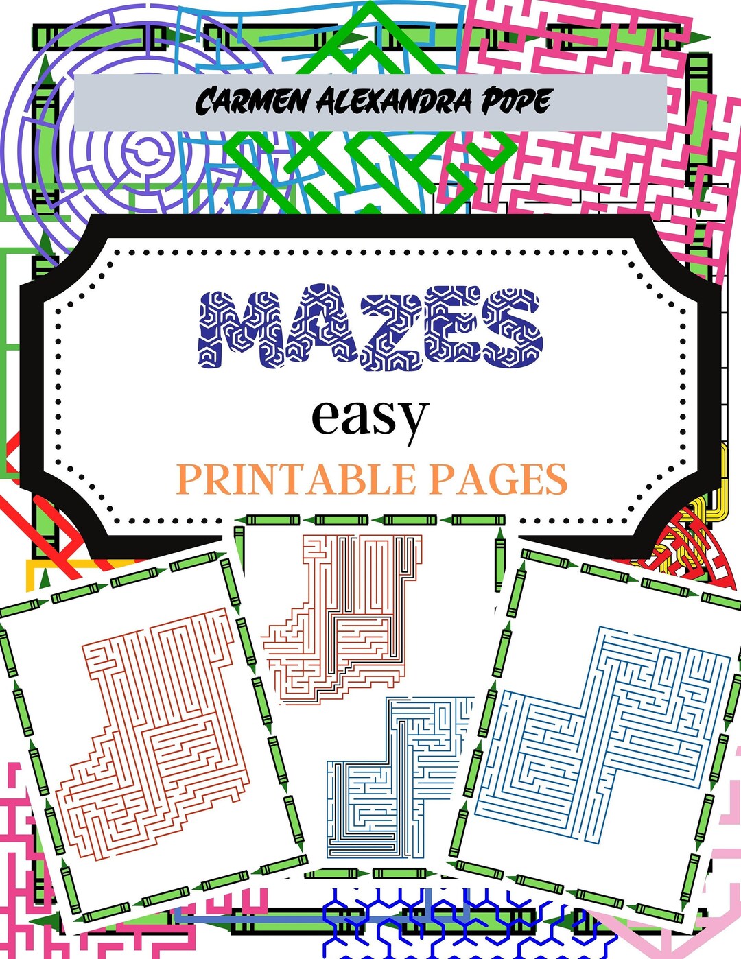 58 Color Mazes With Solutions - Level EASY / Printable Pages / Instant ...