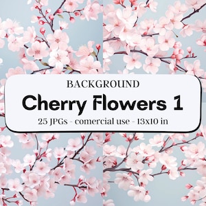 Conjunto de 25 fondos de flores de cerezo (1) / Descarga instantánea / Uso comercial
