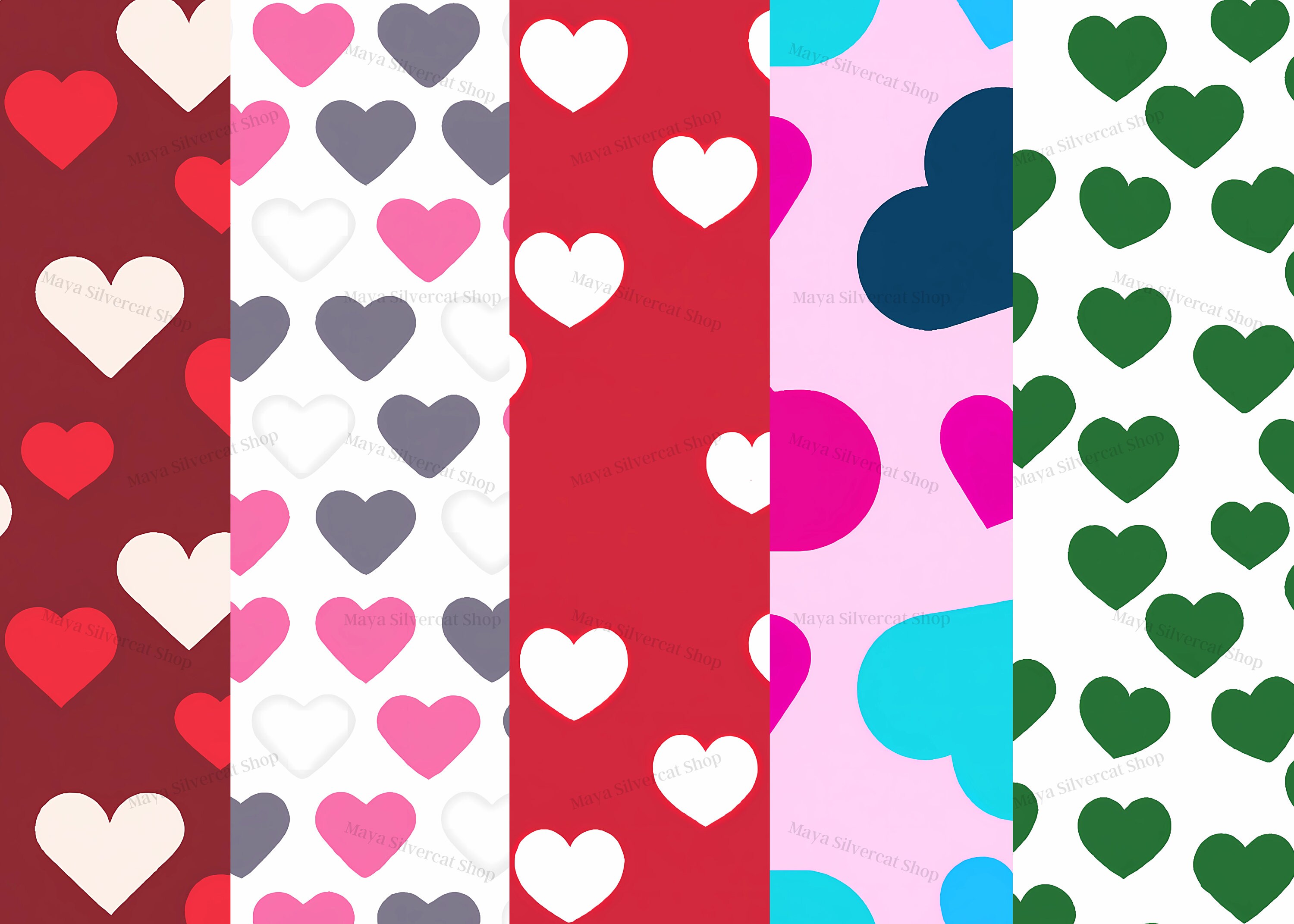 20 Colorful Heart Patterns | Commercial Use - Etsy