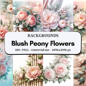 100+ Blush Peonies Backgrounds / Instant Download / Commercial Use