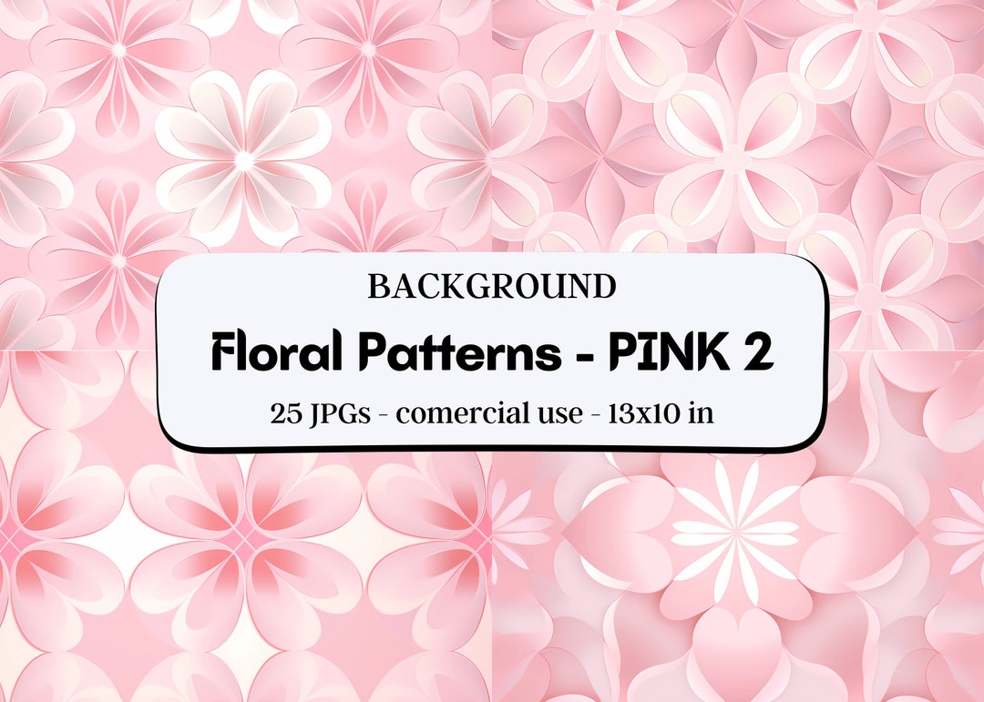 Pink Patterns Professional 25 Floral Patterns - Pink 2 | Instant Download | Commercial Use - Etsy