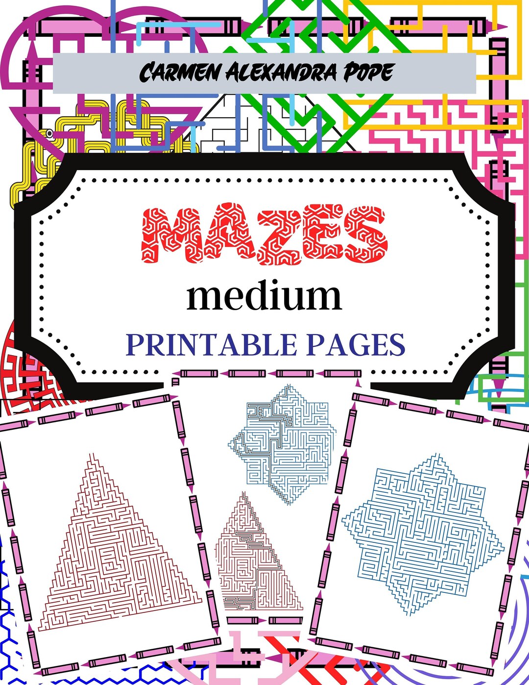 58 Color Mazes With Solutions - Level MEDIUM / Printable Pages ...