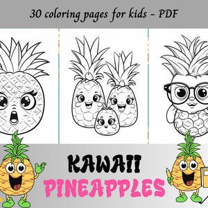 Piñas Kawaii, Piñas de Dibujos Animados, Páginas para Colorear Fáciles para Niños / 30 Páginas Imprimibles / Descarga Instantánea / Uso Personal